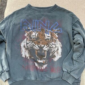 Anine Bing Men's Black Tiger Graphic Crewneck Sweater